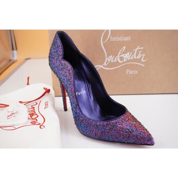 Christian Louboutin Hot Chick Purple Lurex Pumps SZ 37.5 NIB $845 Starlight - Picture 1 of 12